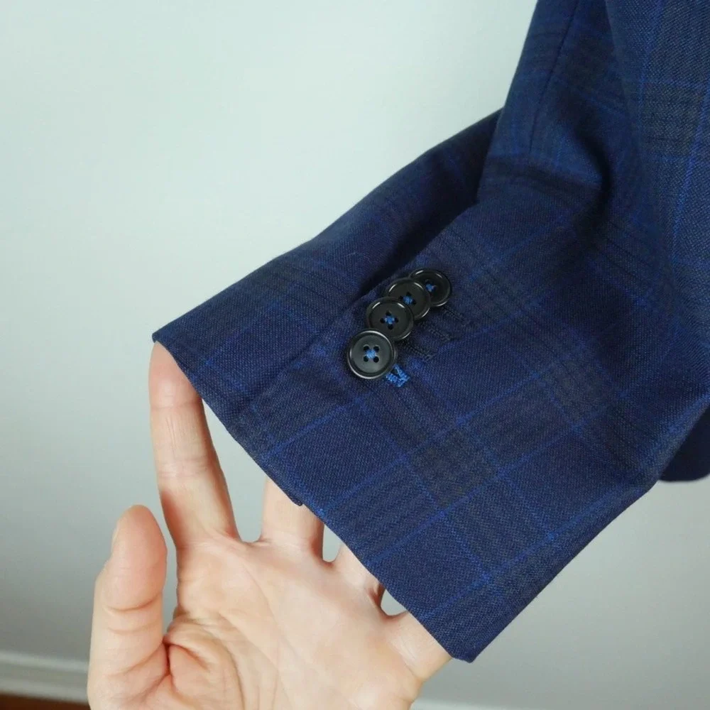 Balani Reda 1865 Milano Blue Plaid Wool Sport Coat Blazer 46L ? 49 x 32 Jacket